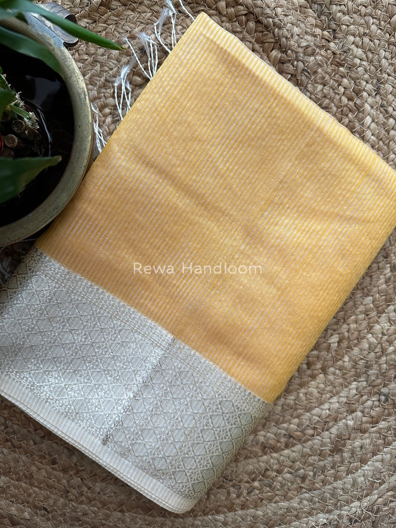 Maheshwari 75% Silk Yellow Saree SS014