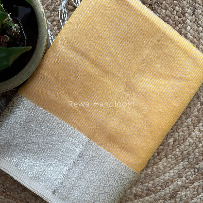Maheshwari 75% Silk Yellow Saree SS014