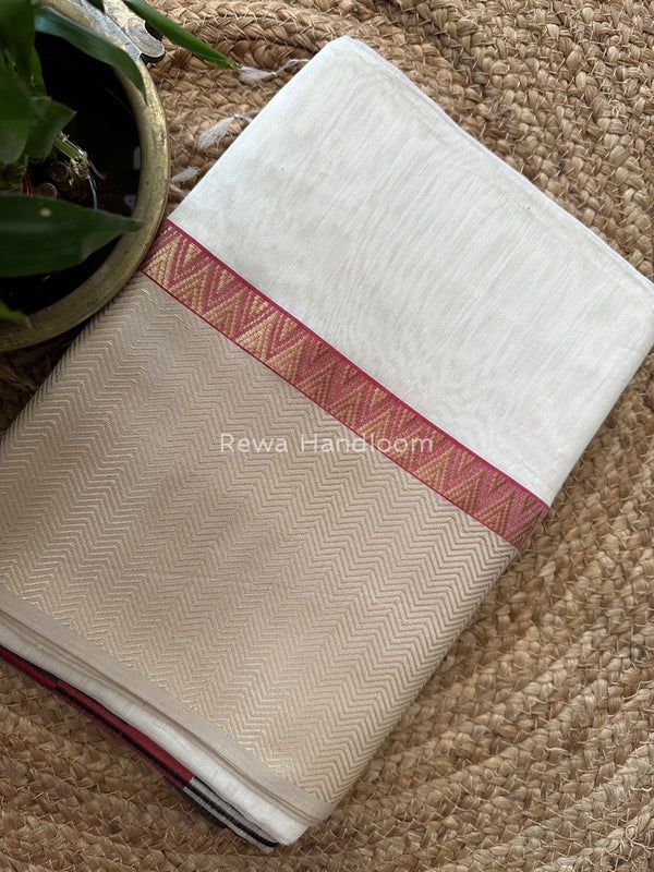 Maheshwari Off White Heavy Pallu Saree RPS013