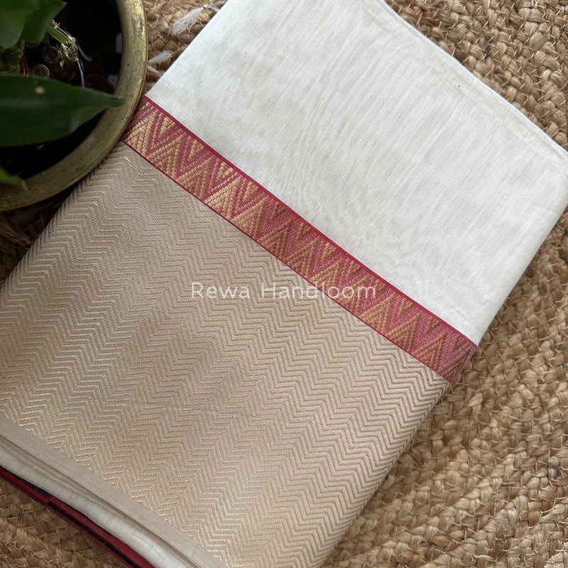 Maheshwari Off White Heavy Pallu Saree RPS013