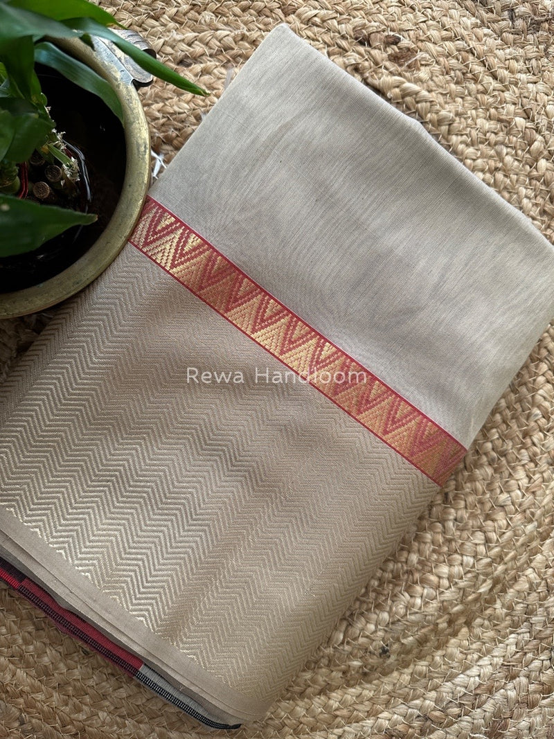 Maheshwari Beige Heavy Pallu Saree RPS011