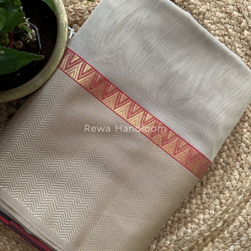 Maheshwari Beige Heavy Pallu Saree RPS011