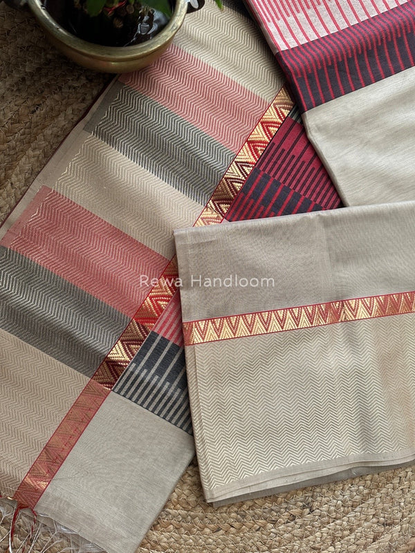 Maheshwari Beige Heavy Pallu Saree RPS011