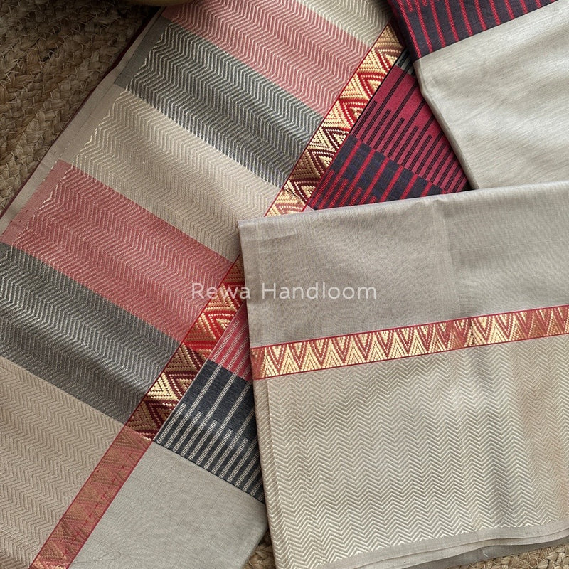 Maheshwari Beige Heavy Pallu Saree RPS011