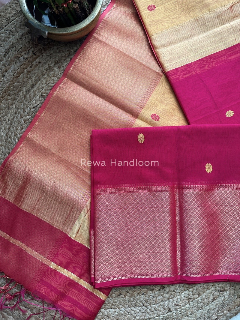 Maheshwari Rani Pink Zari Skirt Butti Saree ZSB051