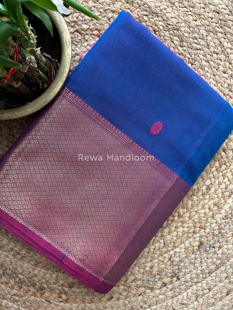 Maheshwari Blue Zari Skirt Butti Saree ZSB055