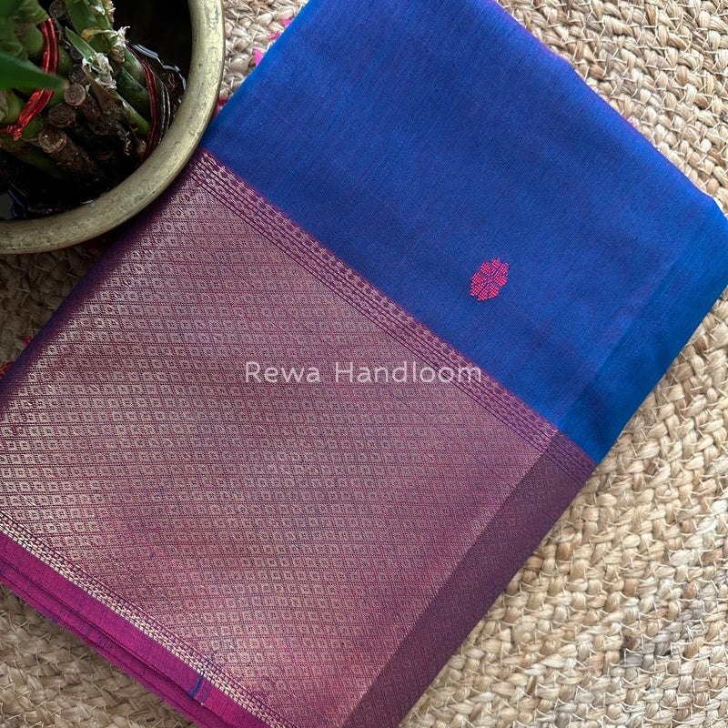 Maheshwari Blue Zari Skirt Butti Saree ZSB055