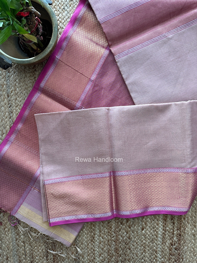 Exclusive Maheshwari Pink Tissue Silk Saree ZTS0198