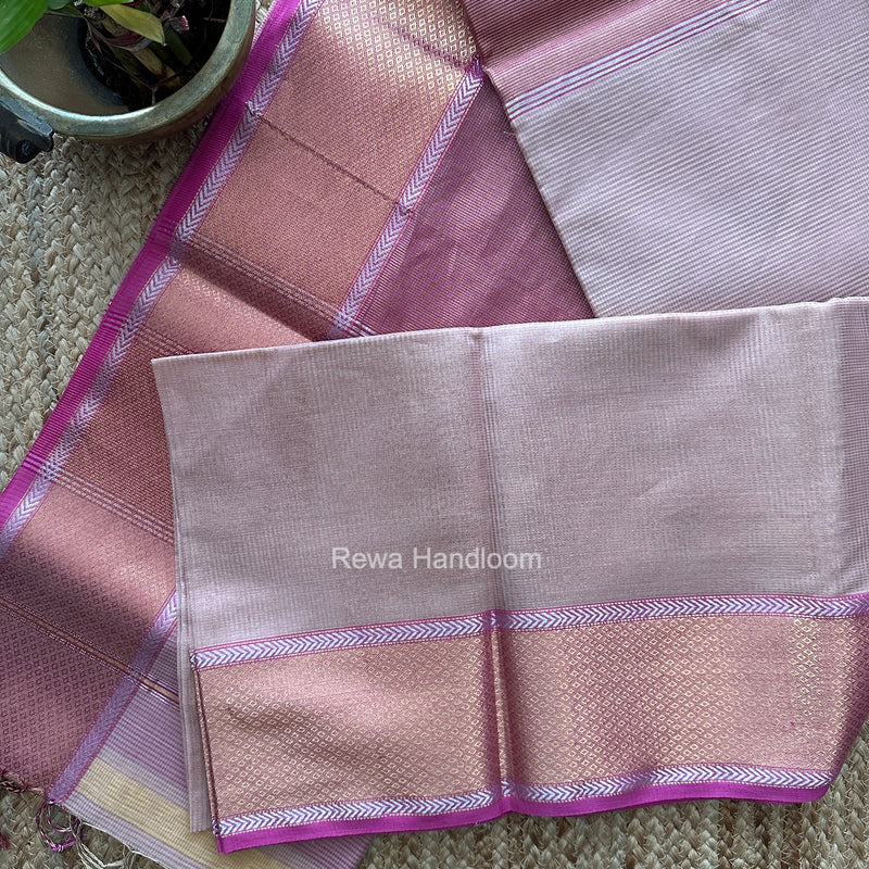 Exclusive Maheshwari Pink Tissue Silk Saree ZTS0198