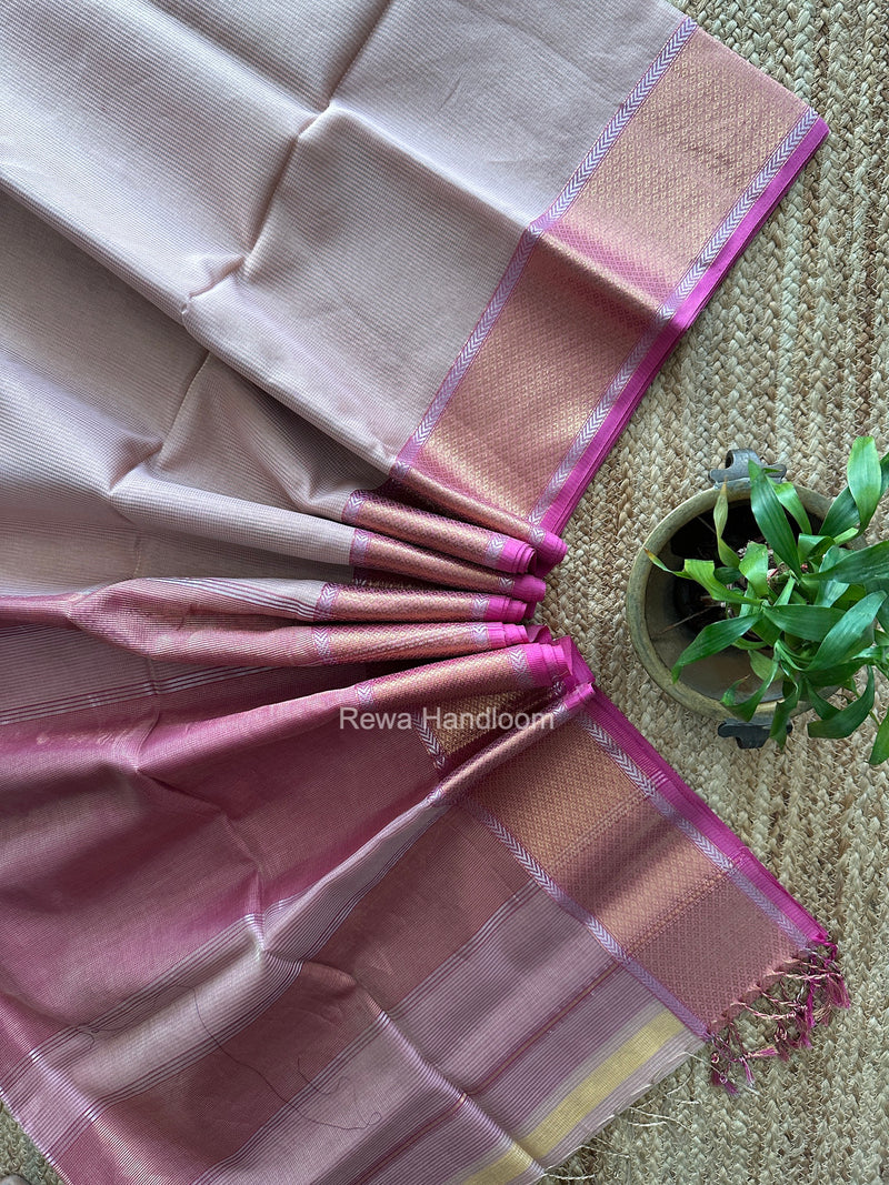 Exclusive Maheshwari Pink Tissue Silk Saree ZTS0198