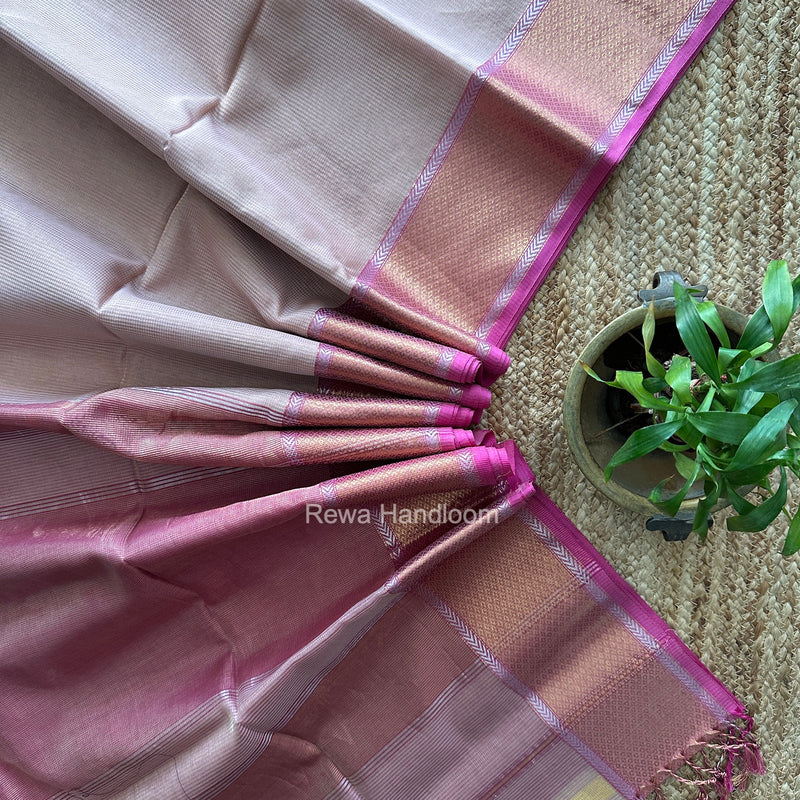 Exclusive Maheshwari Pink Tissue Silk Saree ZTS0198