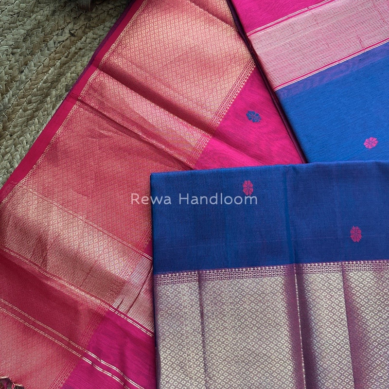Maheshwari Blue Zari Skirt Butti Saree ZSB055