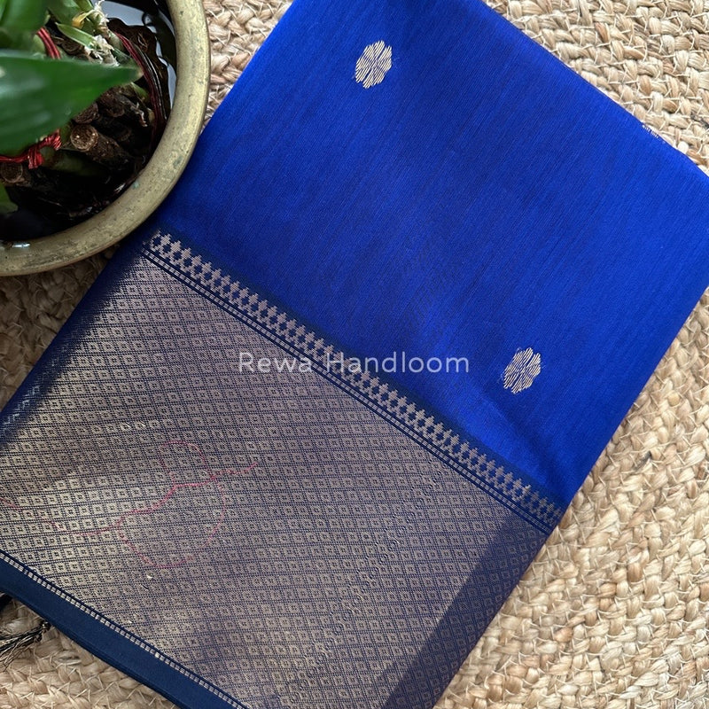 Maheshwari Dark Blue Zari Skirt Butti Saree ZSB057