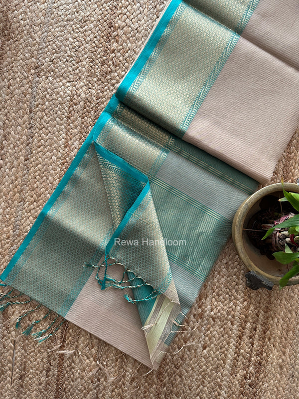 Exclusive Maheshwari Beige Tissue Silk Saree ZTS0197