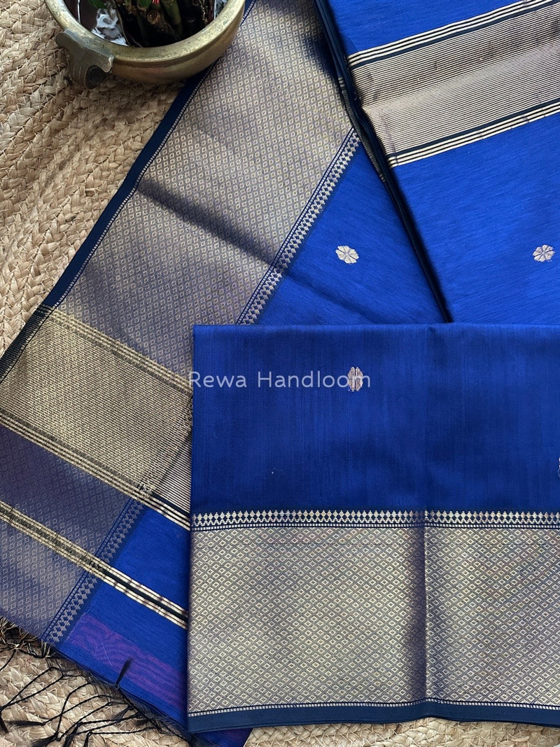 Maheshwari Dark Blue Zari Skirt Butti Saree ZSB057