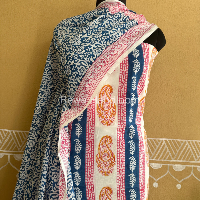 White-Blue Indigo Bagh Print Suit BCI06