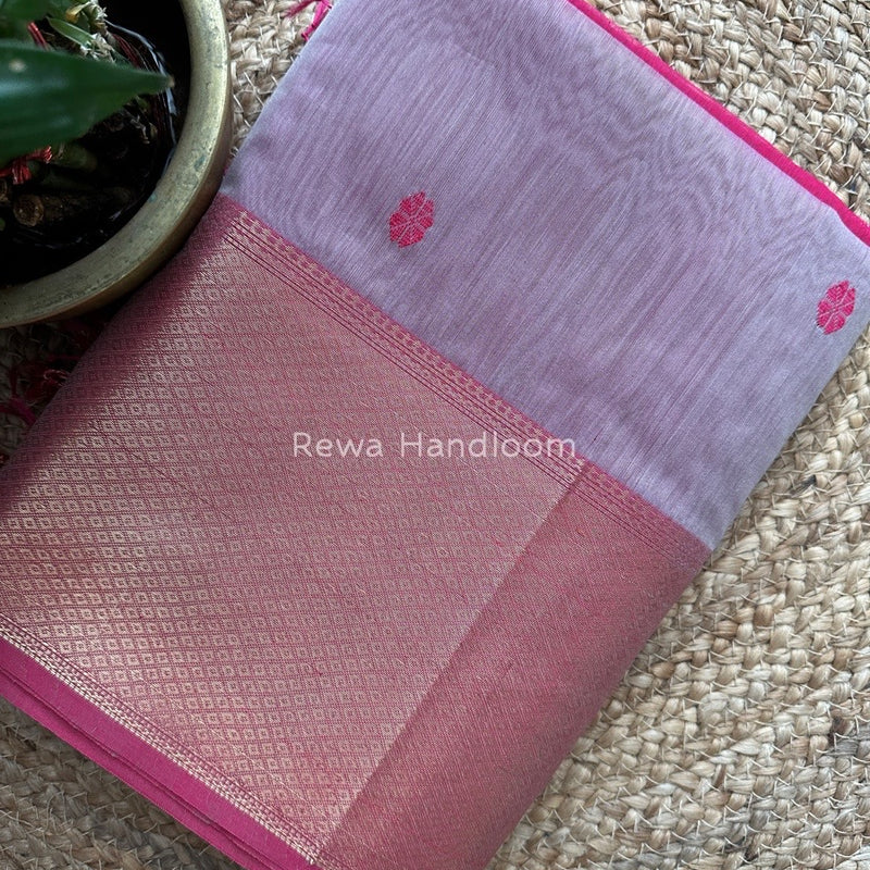 Maheshwari Onion Pink Zari Skirt Butti Saree ZSB054