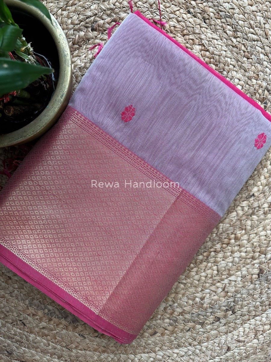 Maheshwari Onion Pink Zari Skirt Butti Saree ZSB054
