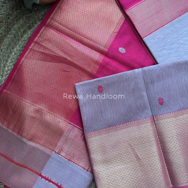 Maheshwari Onion Pink Zari Skirt Butti Saree ZSB054