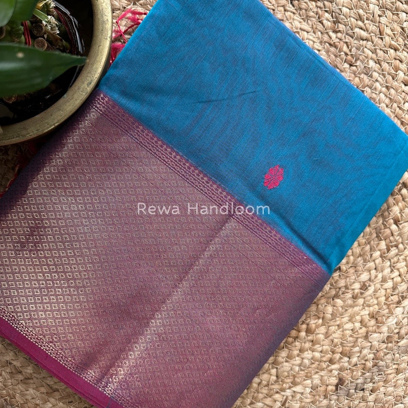 Maheshwari Rama Green Zari Skirt Butti Saree ZSB053