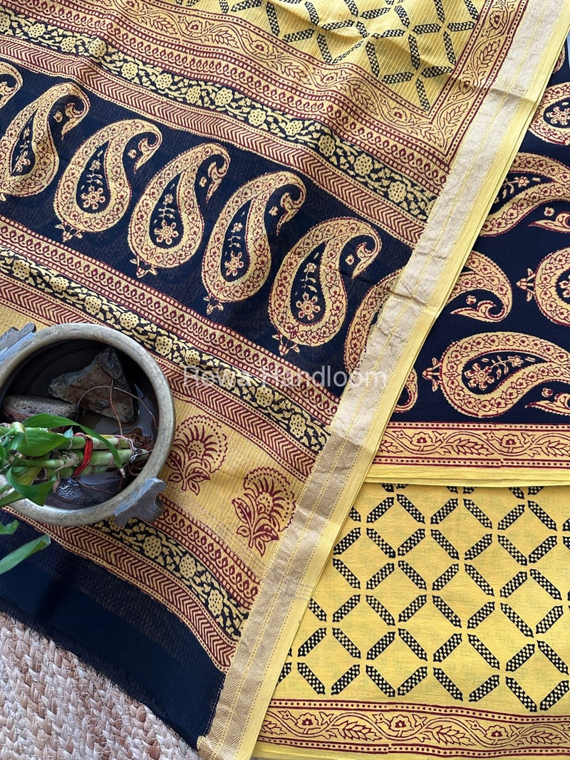 Black-Yellow Bagh Suit With Maheshwari Dupatta BSMD03