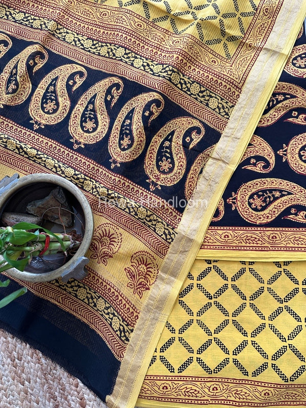 Black-Yellow Bagh Suit With Maheshwari Dupatta BSMD03