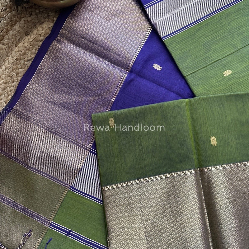Maheshwari Mehendi Green Zari Skirt Butti Saree ZSB052