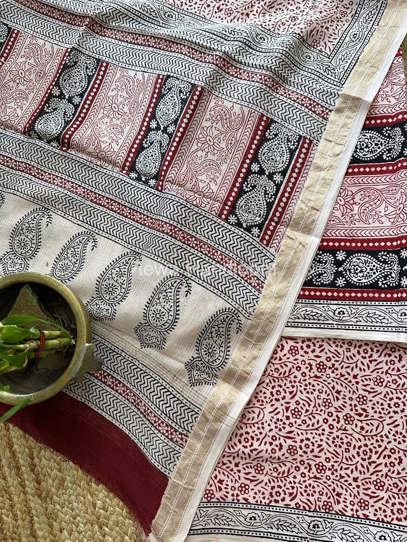 White-Red Bagh Suit With Maheshwari Dupatta BSMD04