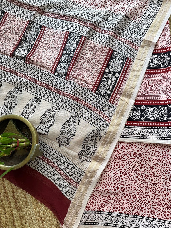 White-Red Bagh Suit With Maheshwari Dupatta BSMD04