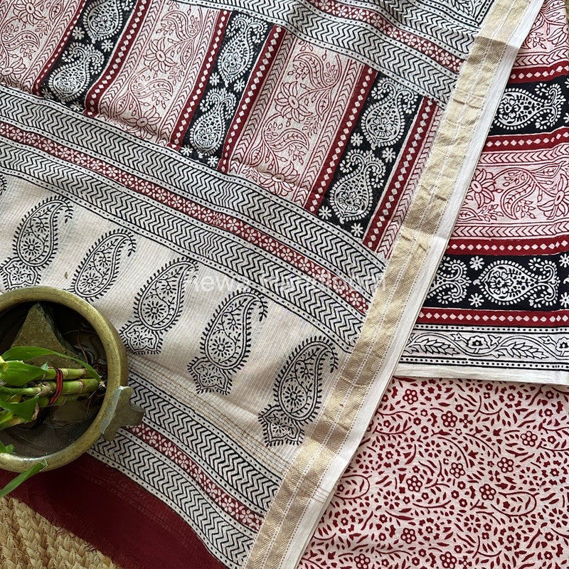 White-Red Bagh Suit With Maheshwari Dupatta BSMD04