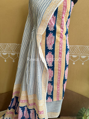 Yellow-Blue Indigo Bagh Print Suit- BCI07