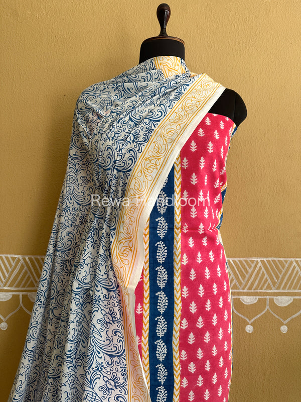 Pink-Blue Indigo Bagh Print Suit BCI013