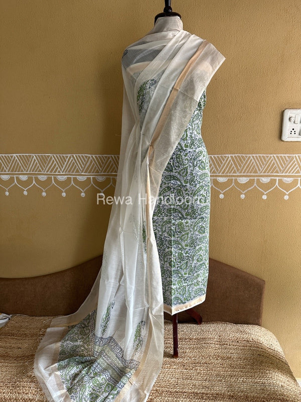 Maheshwari Handblock Print Top-Dupatta