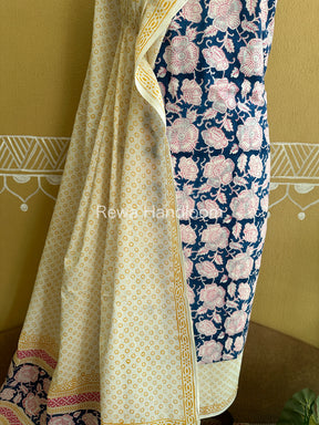 Blue-Yellow Indigo Bagh Print Suit- BCI016