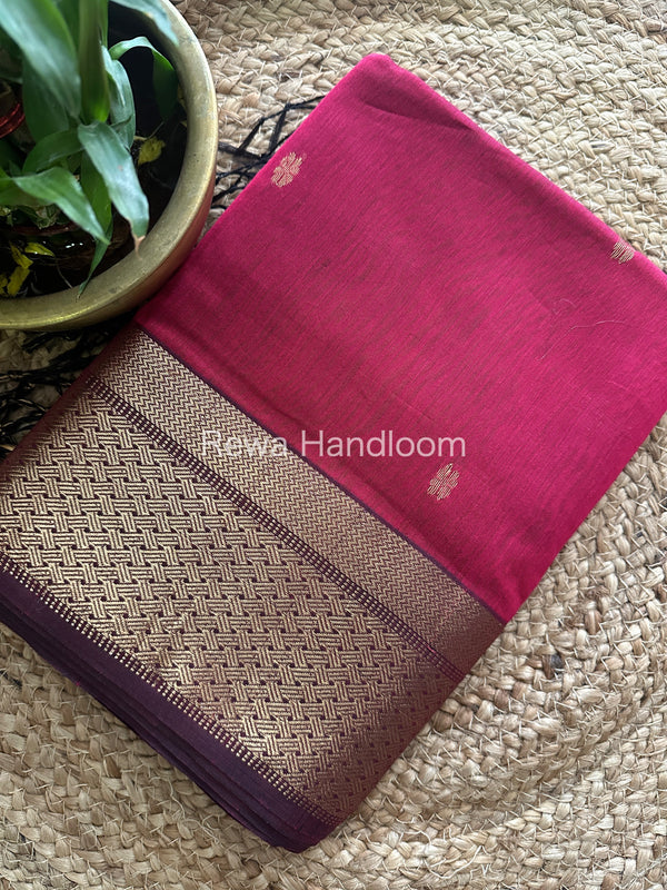 Rani Pink Zari Butti Maheshwari Saree JBS07