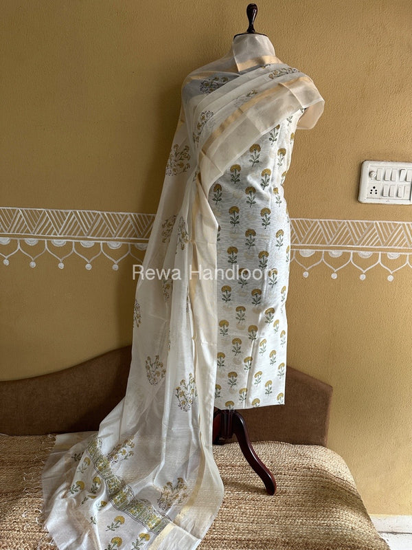 Maheshwari Handblock Print Top-Dupatta