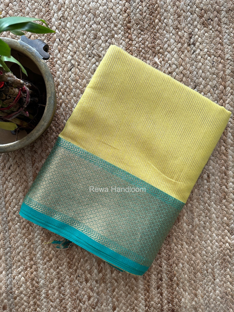 Exclusive Maheshwari Yellow Tissue Silk Saree ZTS0199 – Rewa Handloom