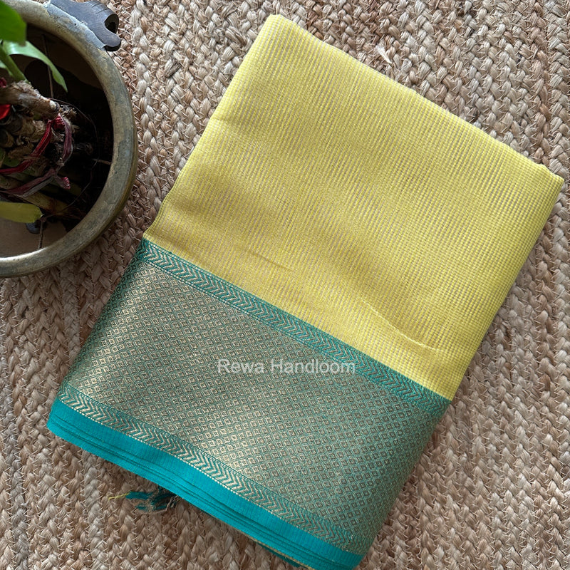 Exclusive Maheshwari Yellow Tissue Silk Saree ZTS0199