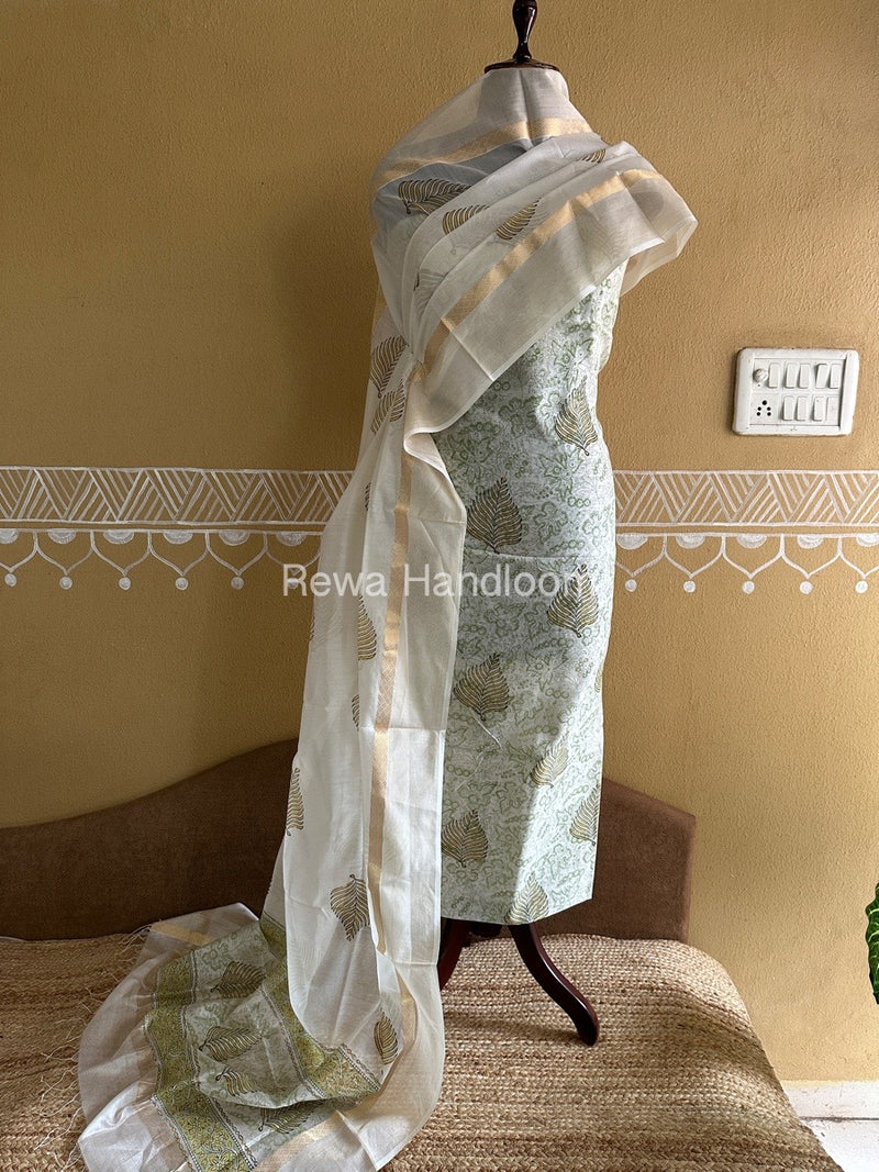Maheshwari Handblock Print Top-Dupatta