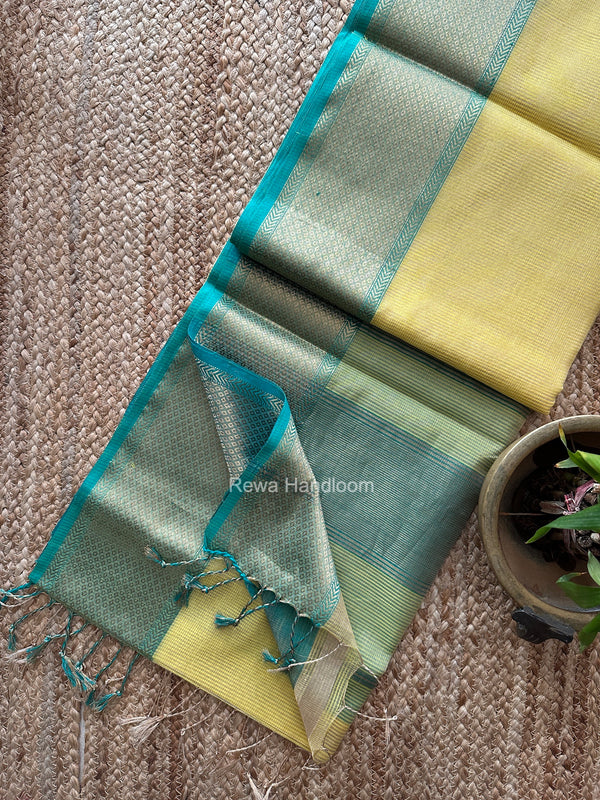 Exclusive Maheshwari Yellow Tissue Silk Saree ZTS0199