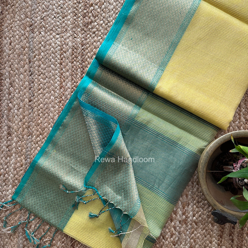 Exclusive Maheshwari Yellow Tissue Silk Saree ZTS0199