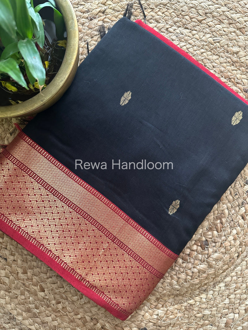 Black Zari Butti Maheshwari Saree JBS04