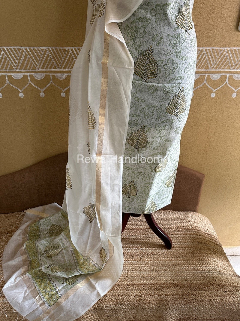 Maheshwari Handblock Print Top-Dupatta