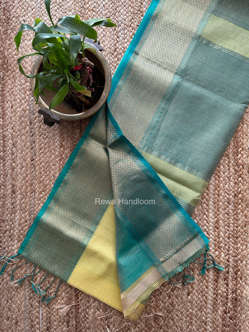 Exclusive Maheshwari Yellow Tissue Silk Saree ZTS0199 – Rewa Handloom