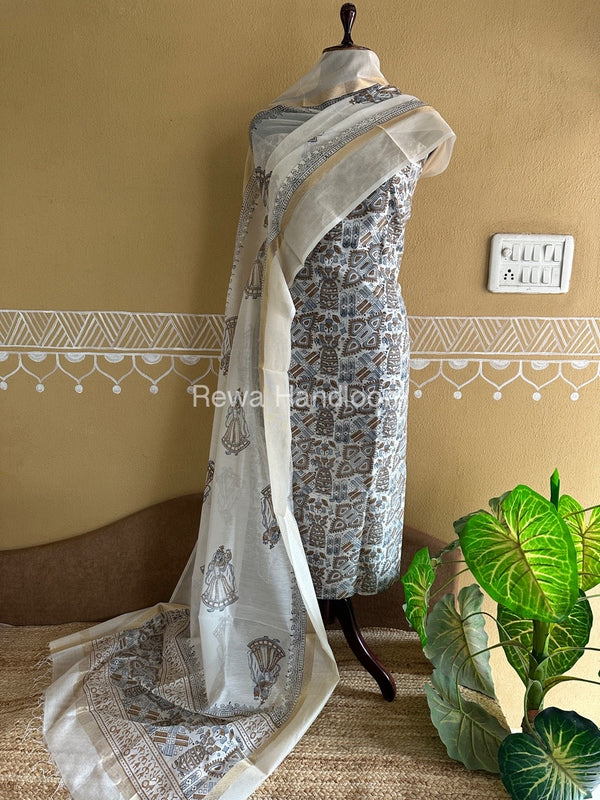 Maheshwari Handblock Print Top-Dupatta