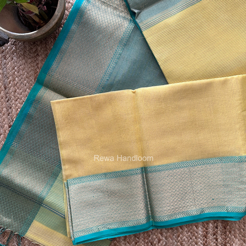 Exclusive Maheshwari Yellow Tissue Silk Saree ZTS0199