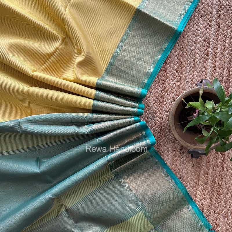 Exclusive Maheshwari Yellow Tissue Silk Saree ZTS0199