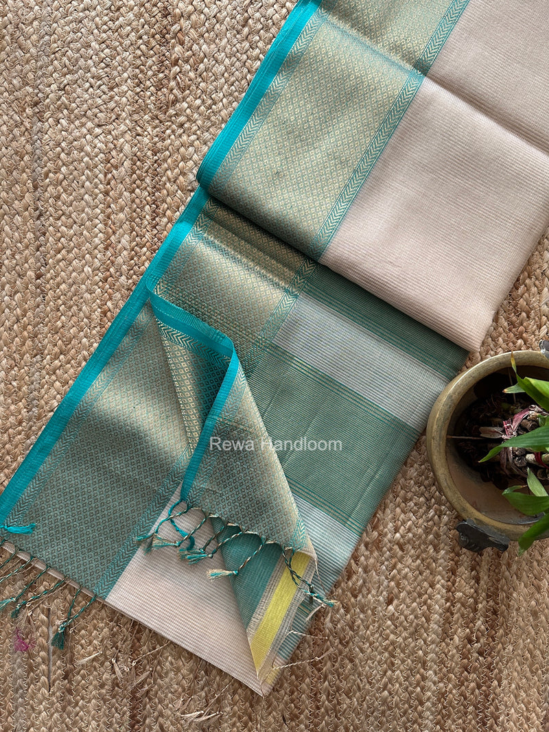Exclusive Maheshwari Off White Tissue Silk Saree ZTS0200