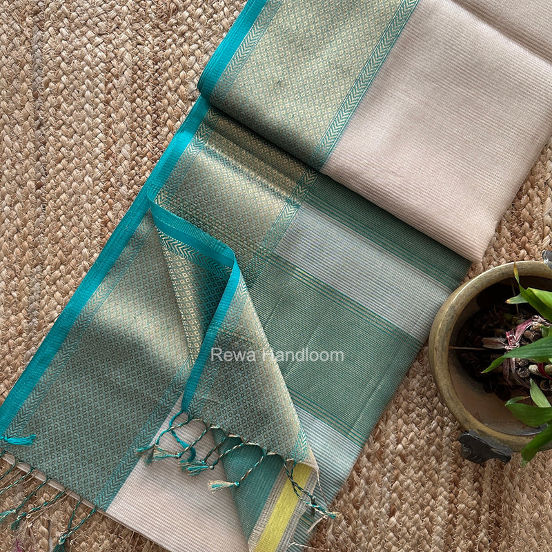 Exclusive Maheshwari Off White Tissue Silk Saree ZTS0200