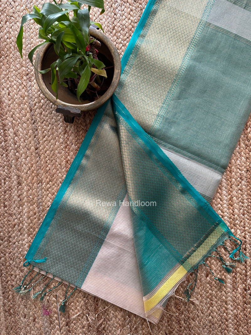 Exclusive Maheshwari Off White Tissue Silk Saree ZTS0200